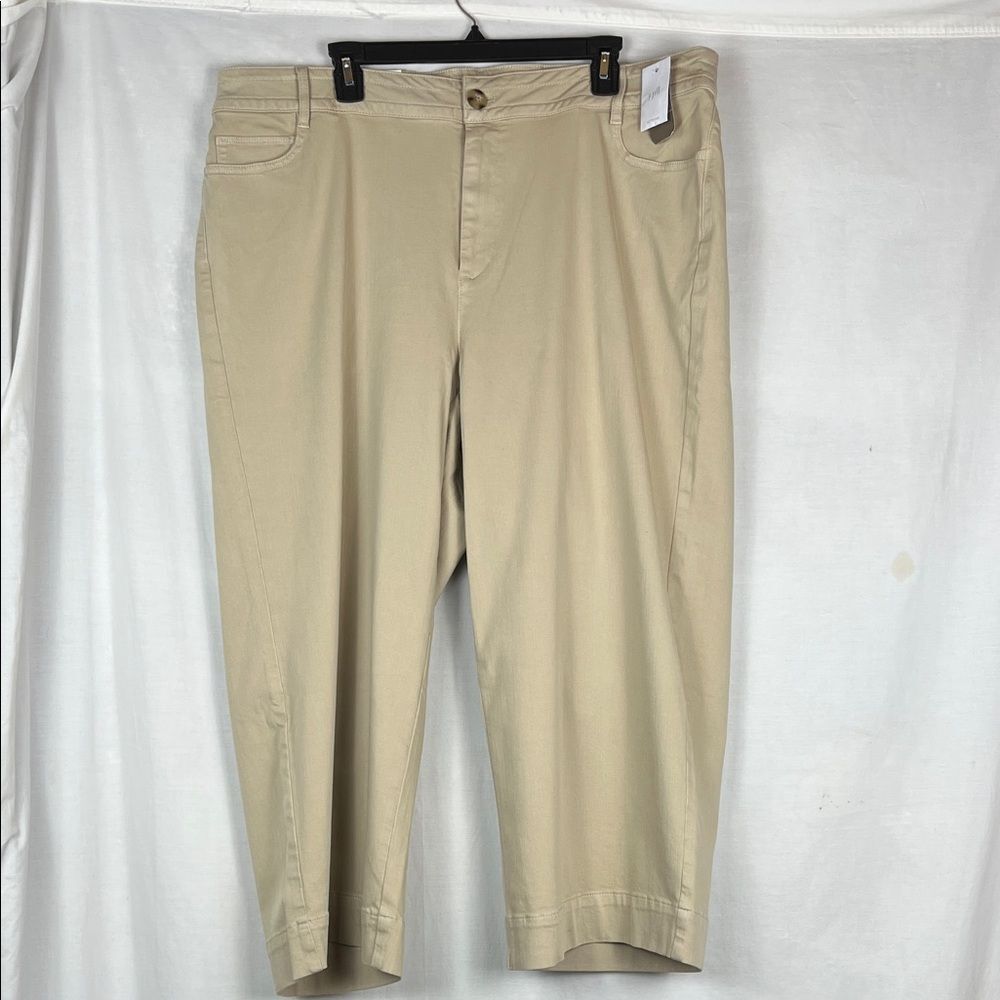 NWT J. Jill Denim Light Khaki Canvas High Rise Wide Leg Cropped Pants